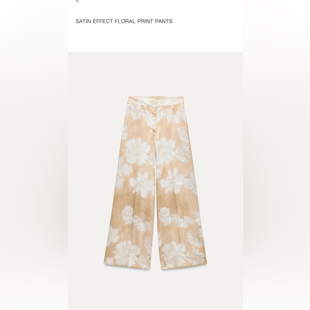 Zara Floral Print Satin Effect Pants